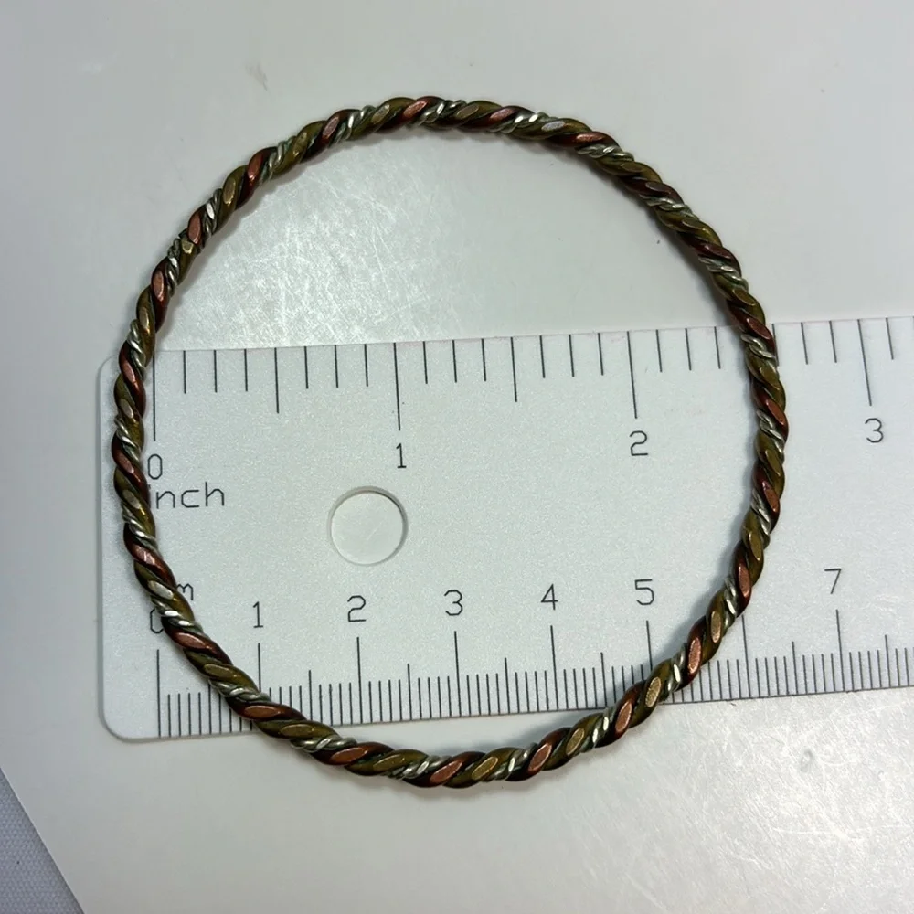 Copper twist bangle bracelet vintage jewelry unisex - Picture 5 of 5